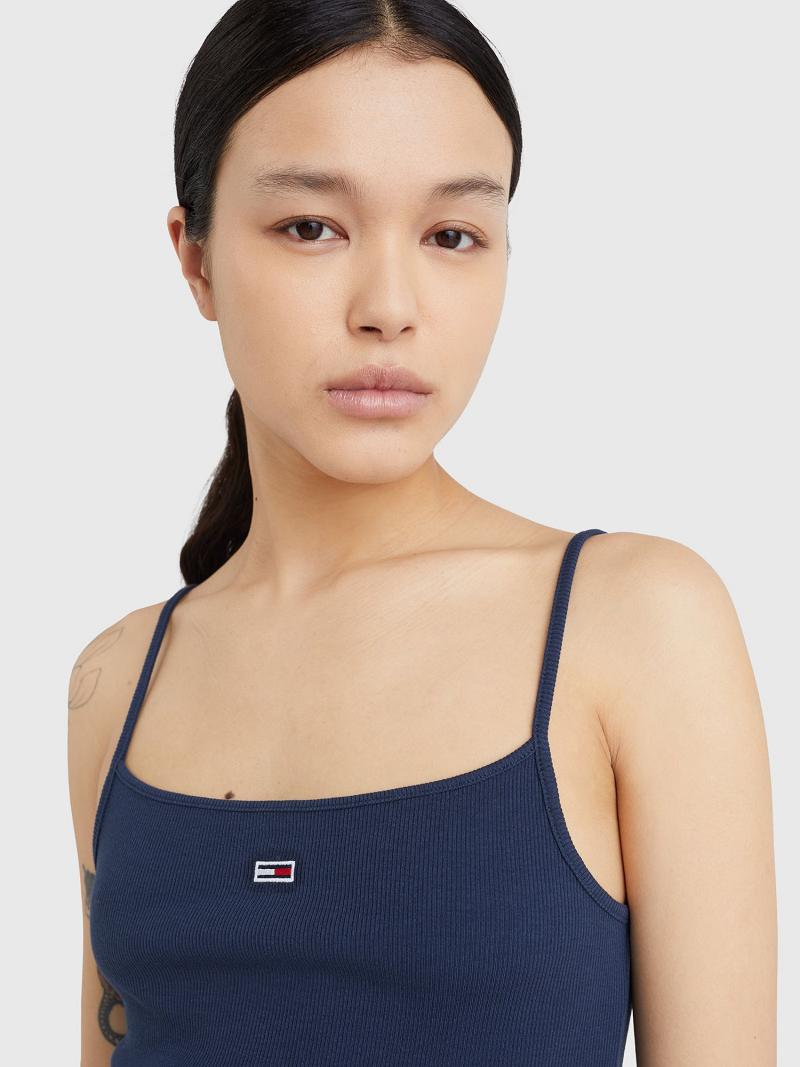 Női Tommy Hilfiger Thin-Pántos Tank 2PK Felsők Sötétkék Rózsaszín | HU 510VRW